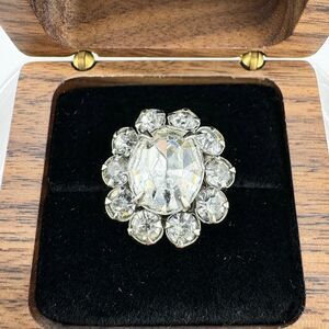 Vintage Georgian Dutch Revival Inspired Rhinestone Ring Dazzling Statement Retro